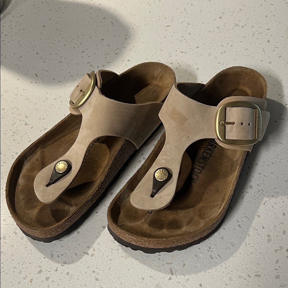 Birkenstock Toe Beige Buckle Sandals Used Good Condition 36